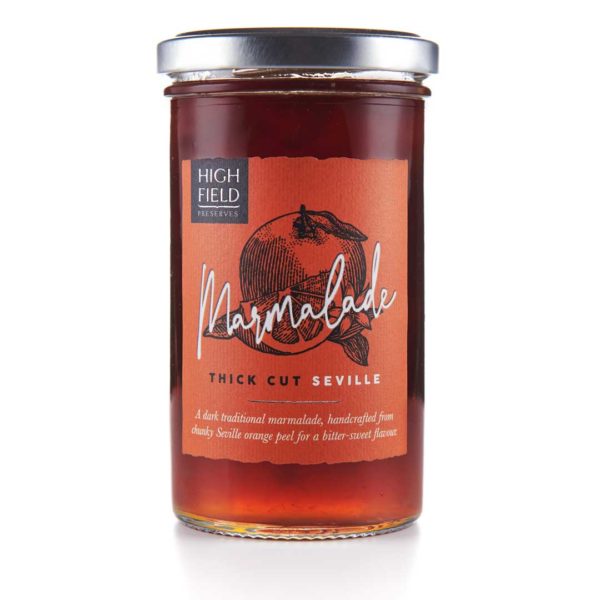 A jar of Highfield Thick Cut Seville Marmalade